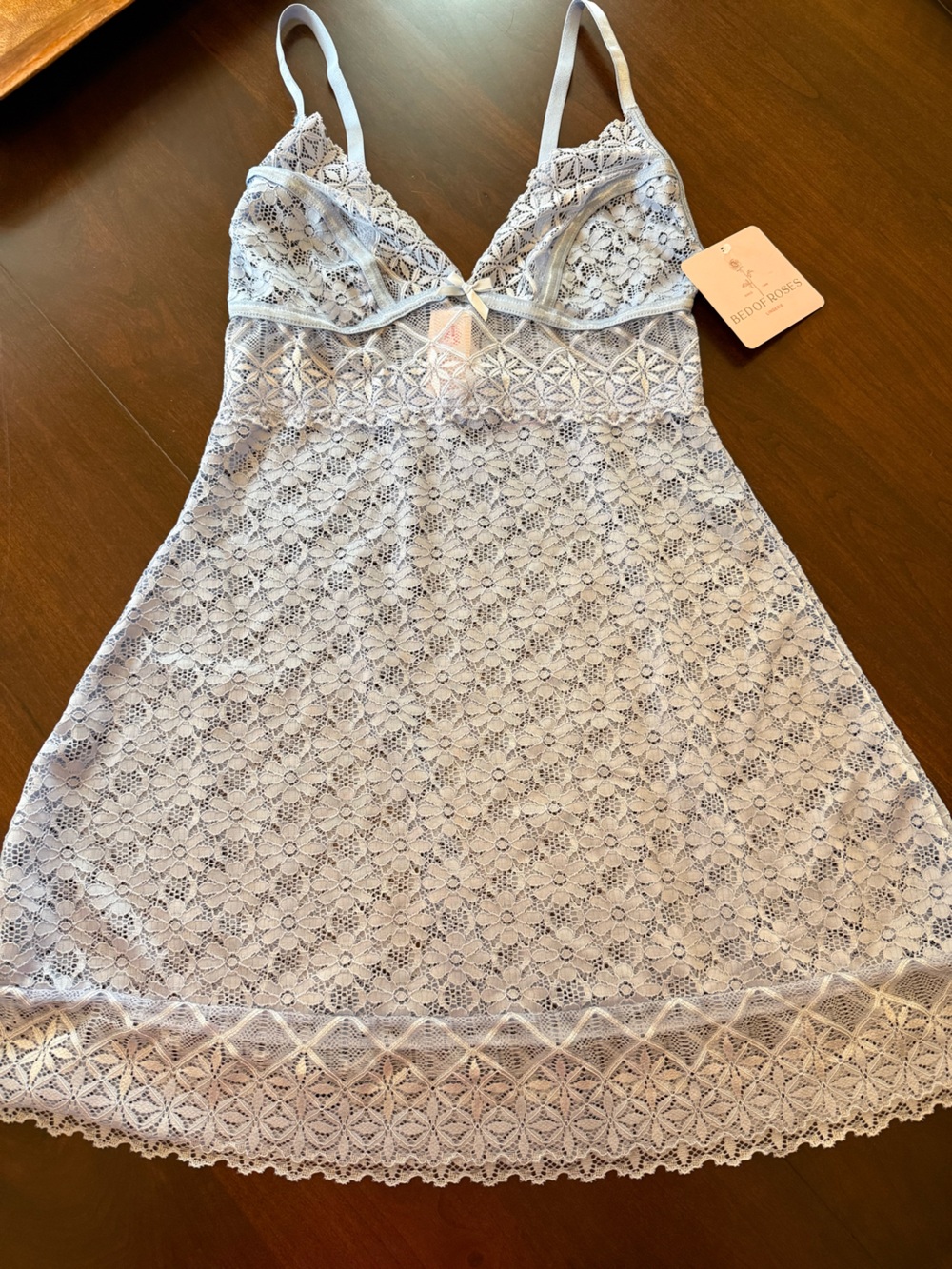 New bed of roses blue lace slip dress size small